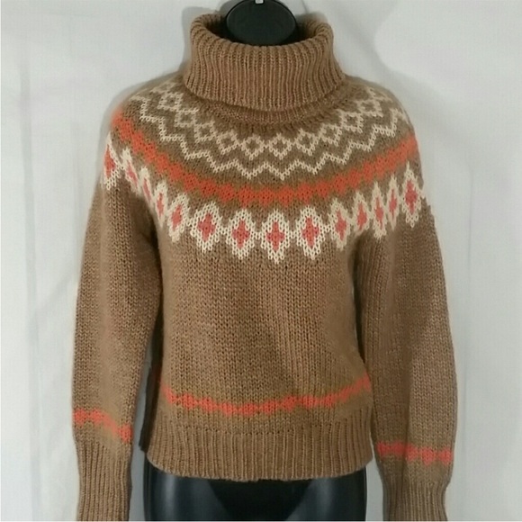 J. Crew Sweaters - J Crew Fair Isle Tan Wool Knit Turtleneck Sweater